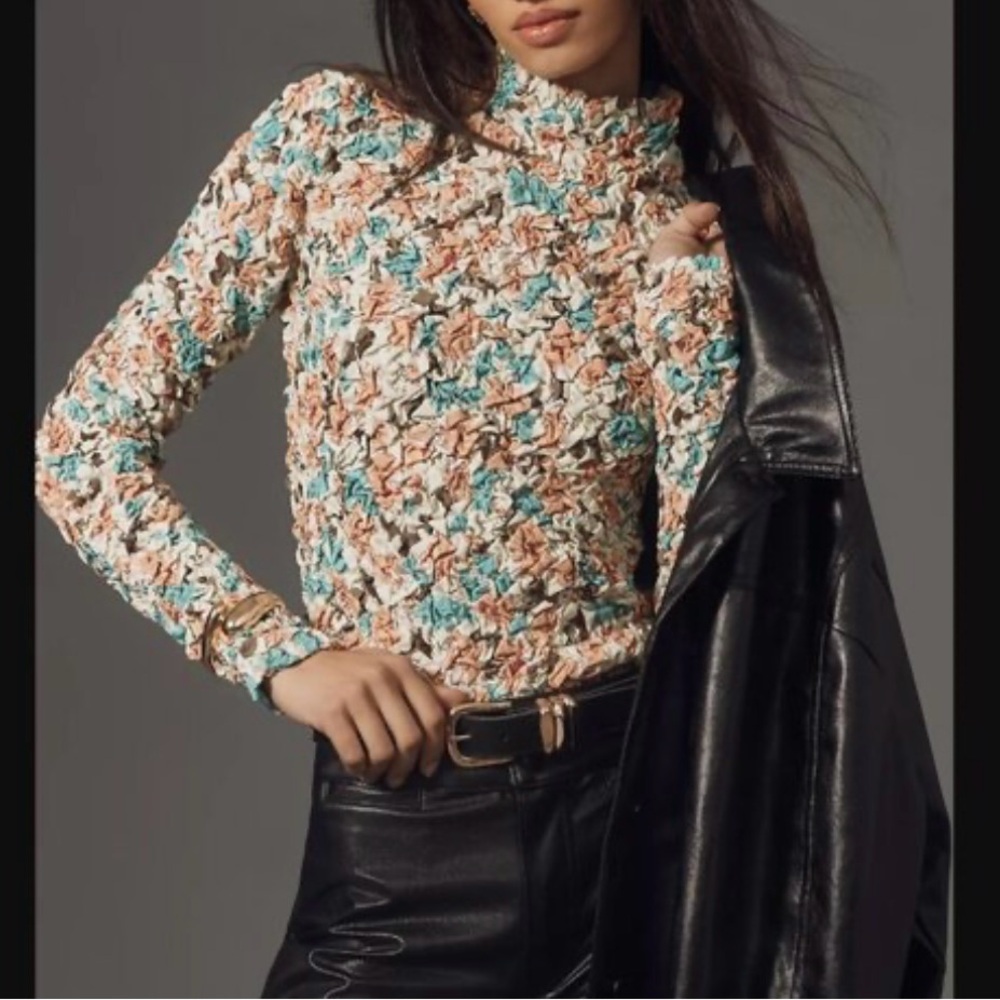 NWT Multicolor Textured Long Sleeve Top